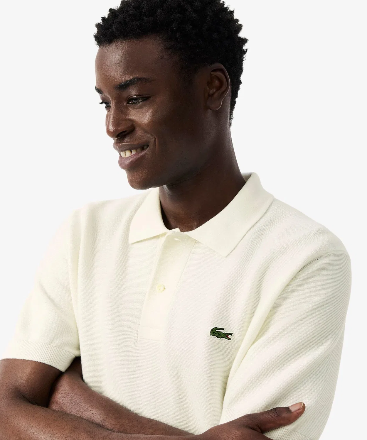 Мужская классическая поло из высококачественного трикотажа LACOSTE, Off White