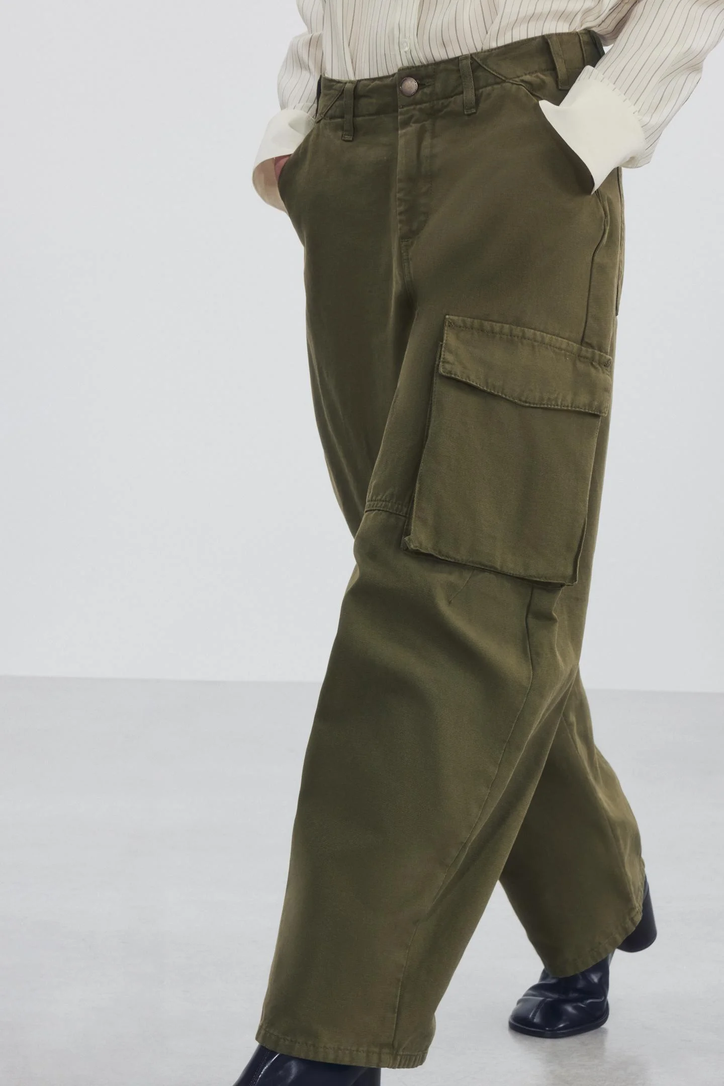 Брюки Zara Cargo ZW Collection, хаки — фото 3