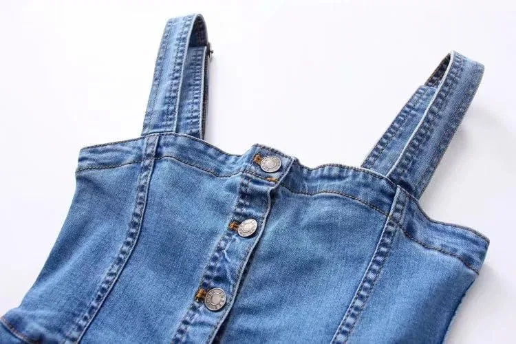 Женское мини-платье из денима с открытой спиной, облегающее, Blue — фото 4
