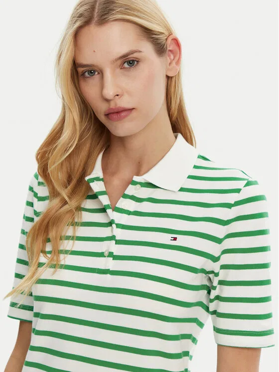 Поло regular fit Tommy Hilfiger, зеленый — фото 4