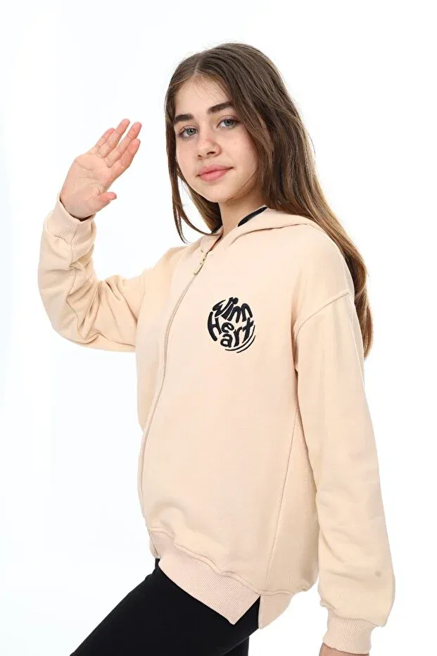 Детский кардиган с вышивкой для девочек Toontoy, Beige — фото 3