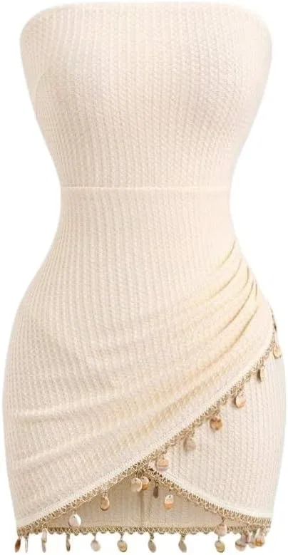 Женское мини-платье bodycon с асимметричным подолом, Apricot