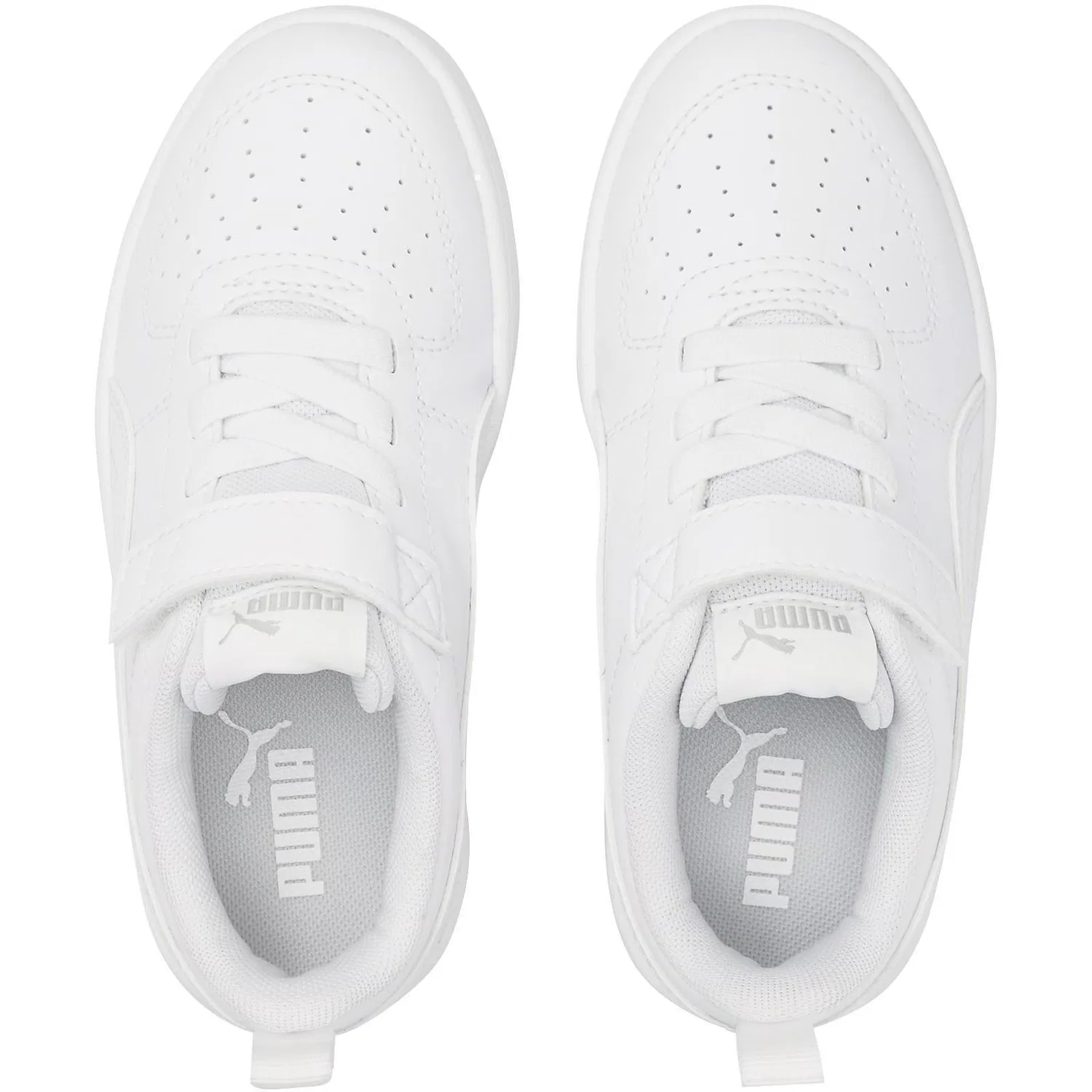 Детские кроссовки с экокожей Puma Rickie AC PS, Weiß Hellblau Weiß — фото 2