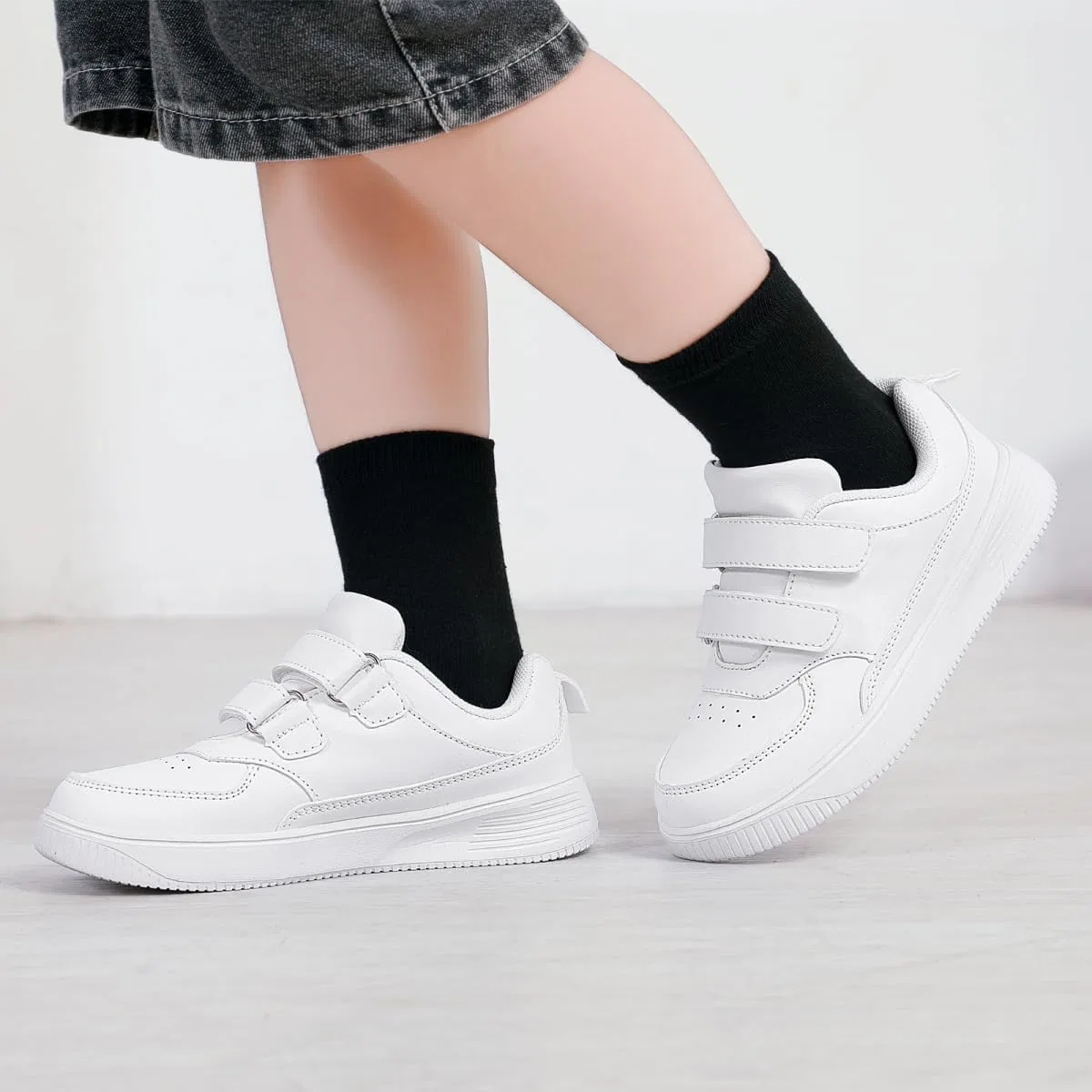 Детские кроссовки из кожи с принтом DSWED, Double Buckle White — фото 2