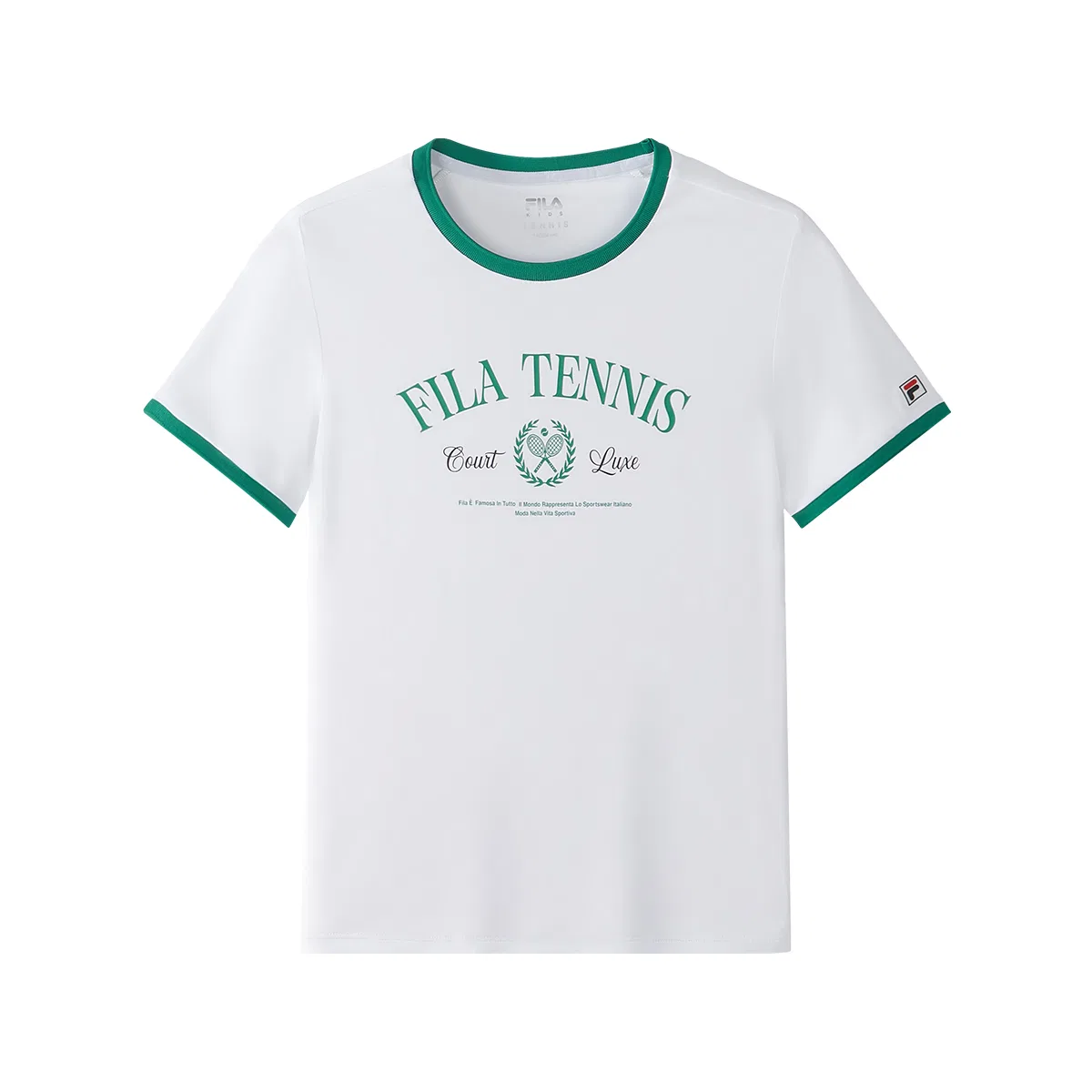 Футболка с круглым вырезом, тонкая стрейч, FILA KIDS, Jade White