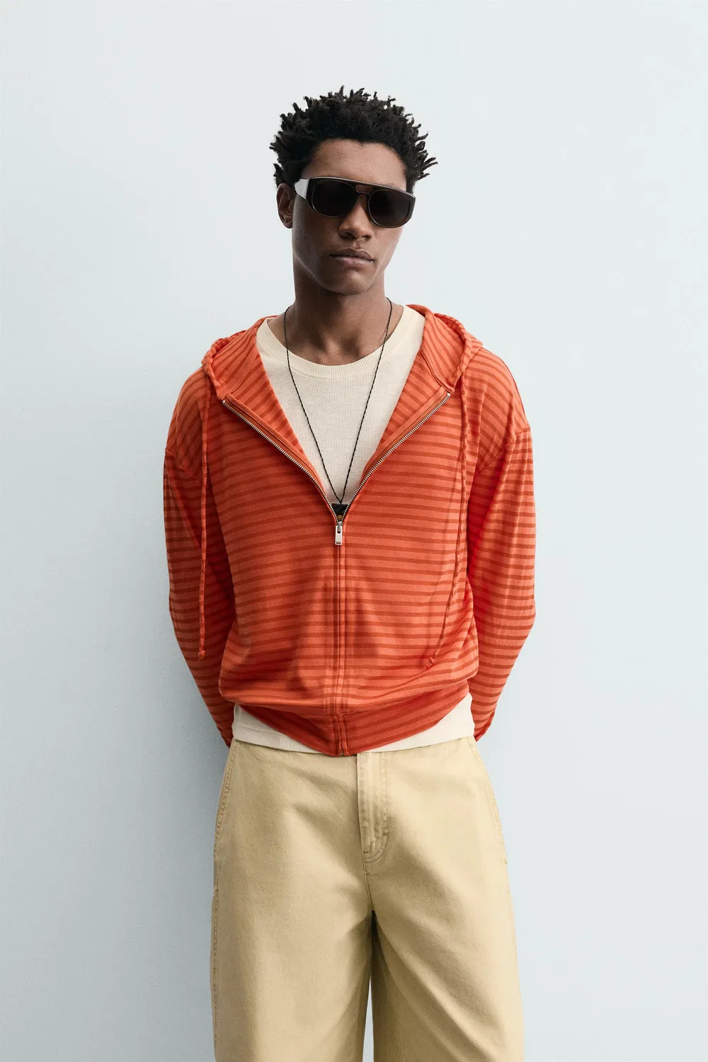 Полосатая толстовка ZARA, Orange — фото 2
