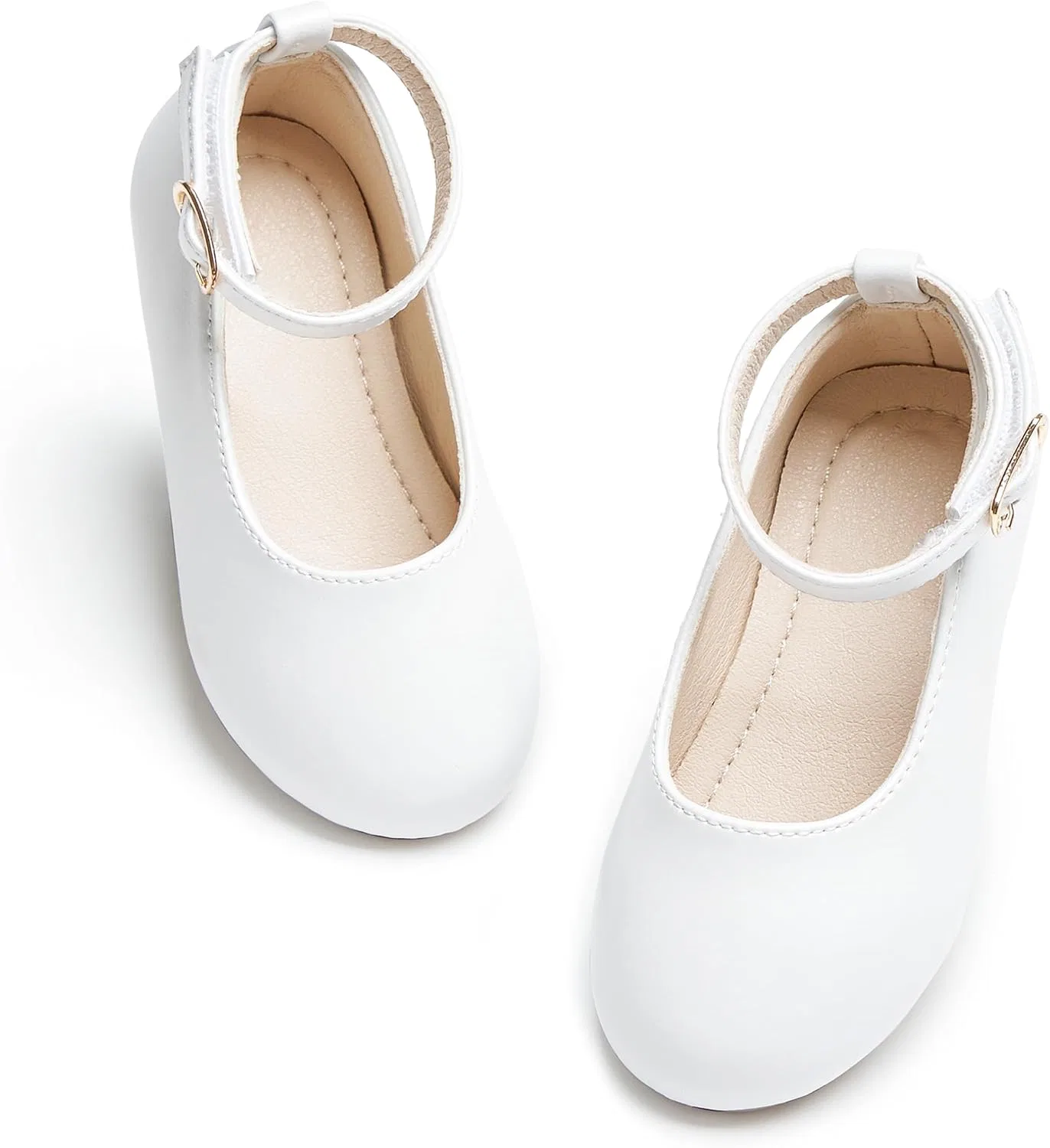 Детские туфли-балетки для девочек с блестками PHIRAMIN, White Faux Leather