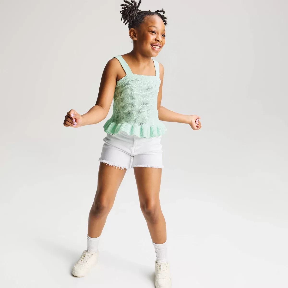 Детский свитер-топ для девочек с баской Peplum Sweater Tank Top GIRLS 4-16 SEPARATES, Green