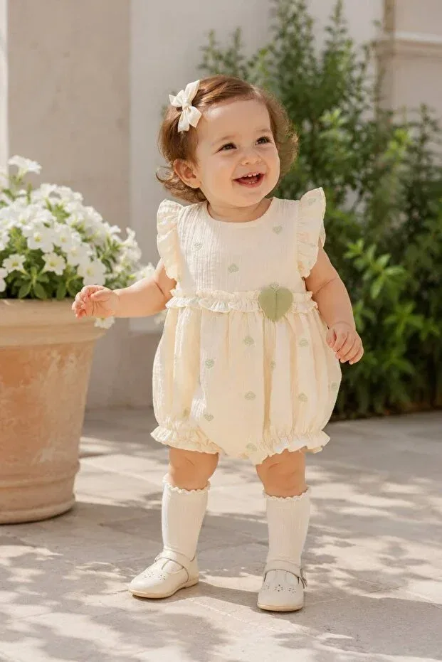 Детский комбинезон из муслина с принтом Heart Lumino Kids, Green