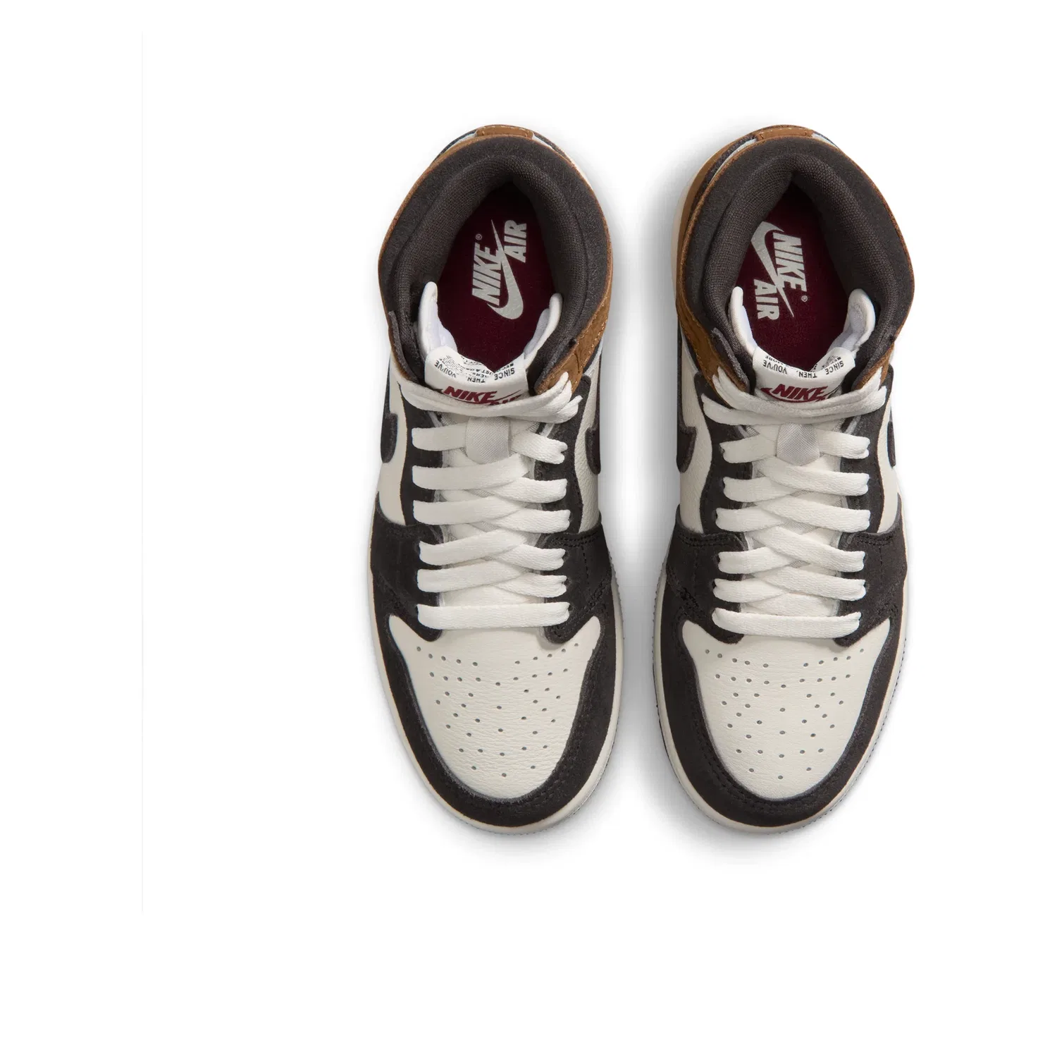 Детские кроссовки высокие с кожаным верхом Air Jordan 1 High OG Love Letter, коричневый — фото 3