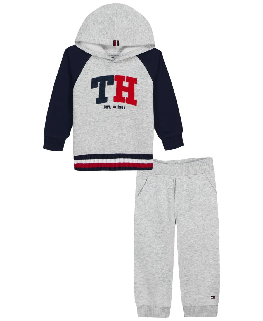 Комплект из худи и спортивных брюк с логотипом Tommy Hilfiger, Gray Heather/Navy — фото 4