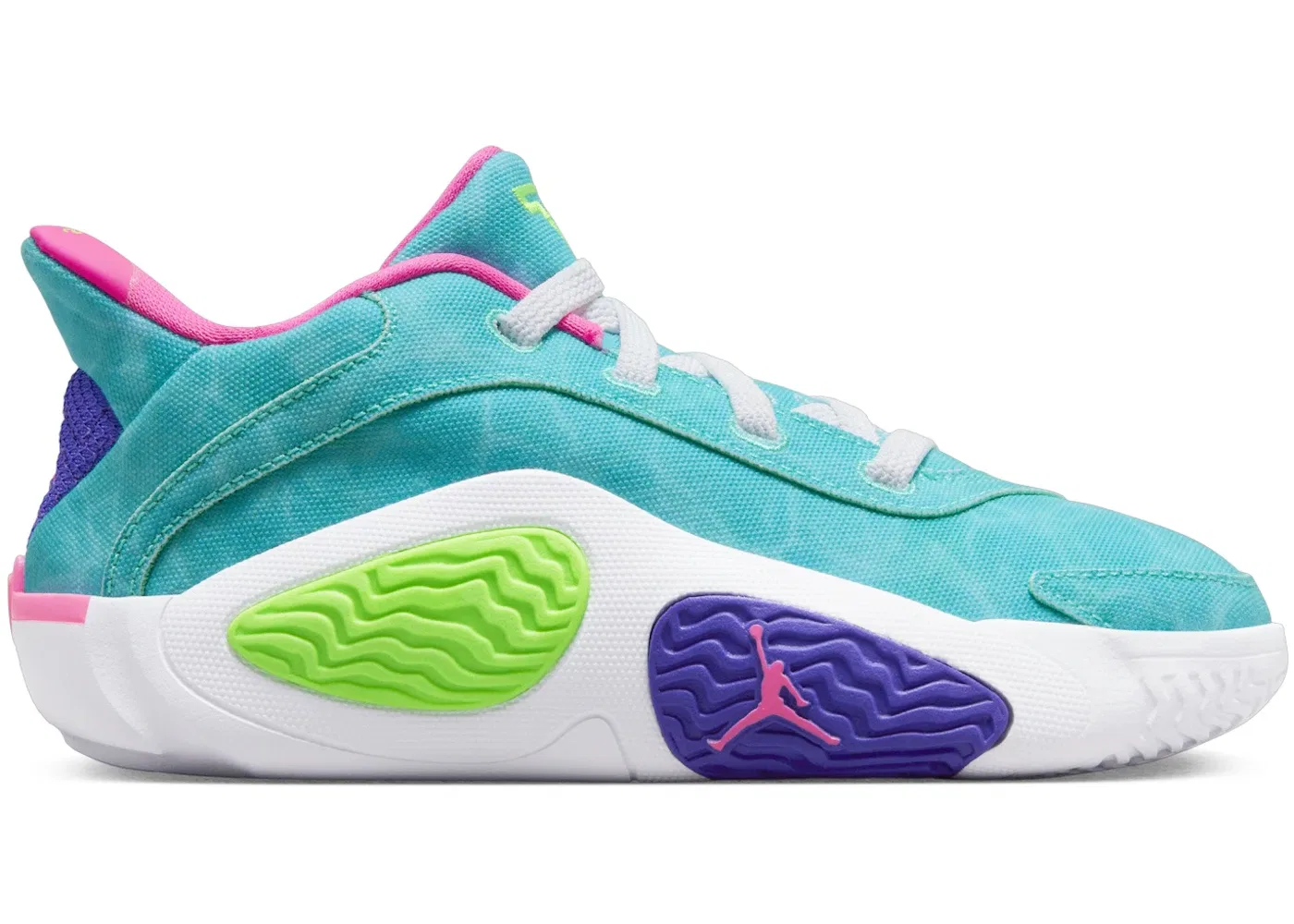 Детские кроссовки для мальчиков с контрастными вставками Jordan Tatum 2 Jordan, Hyper Jade White Hyper Pink Green Strike