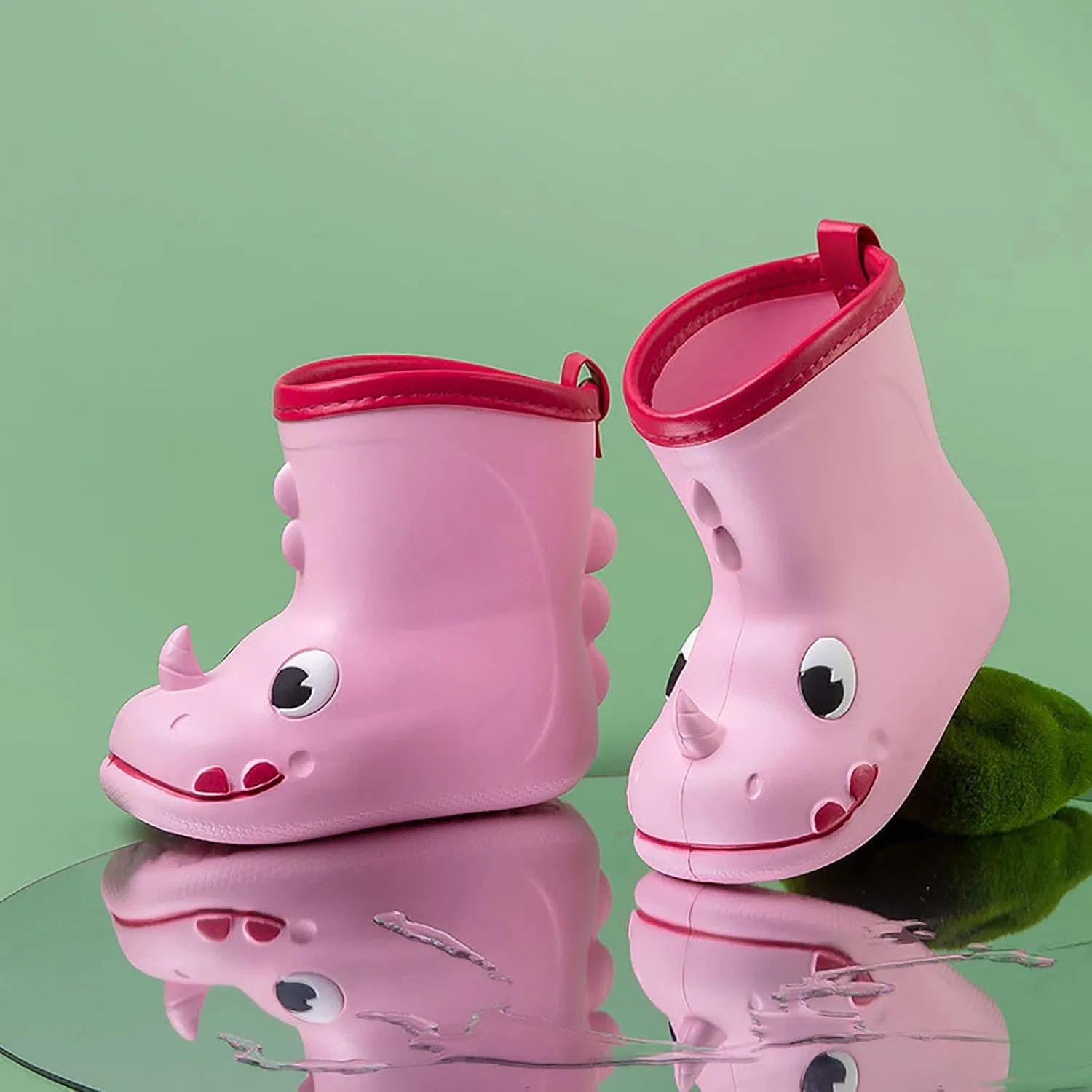 Детские сапоги для девочек с принтом Cartoon Animals, Pink — фото 2