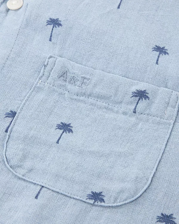 Детская рубашка для мальчиков с коротким рукавом Camp Shirt Abercrombie Kids, Blue Fog — фото 3