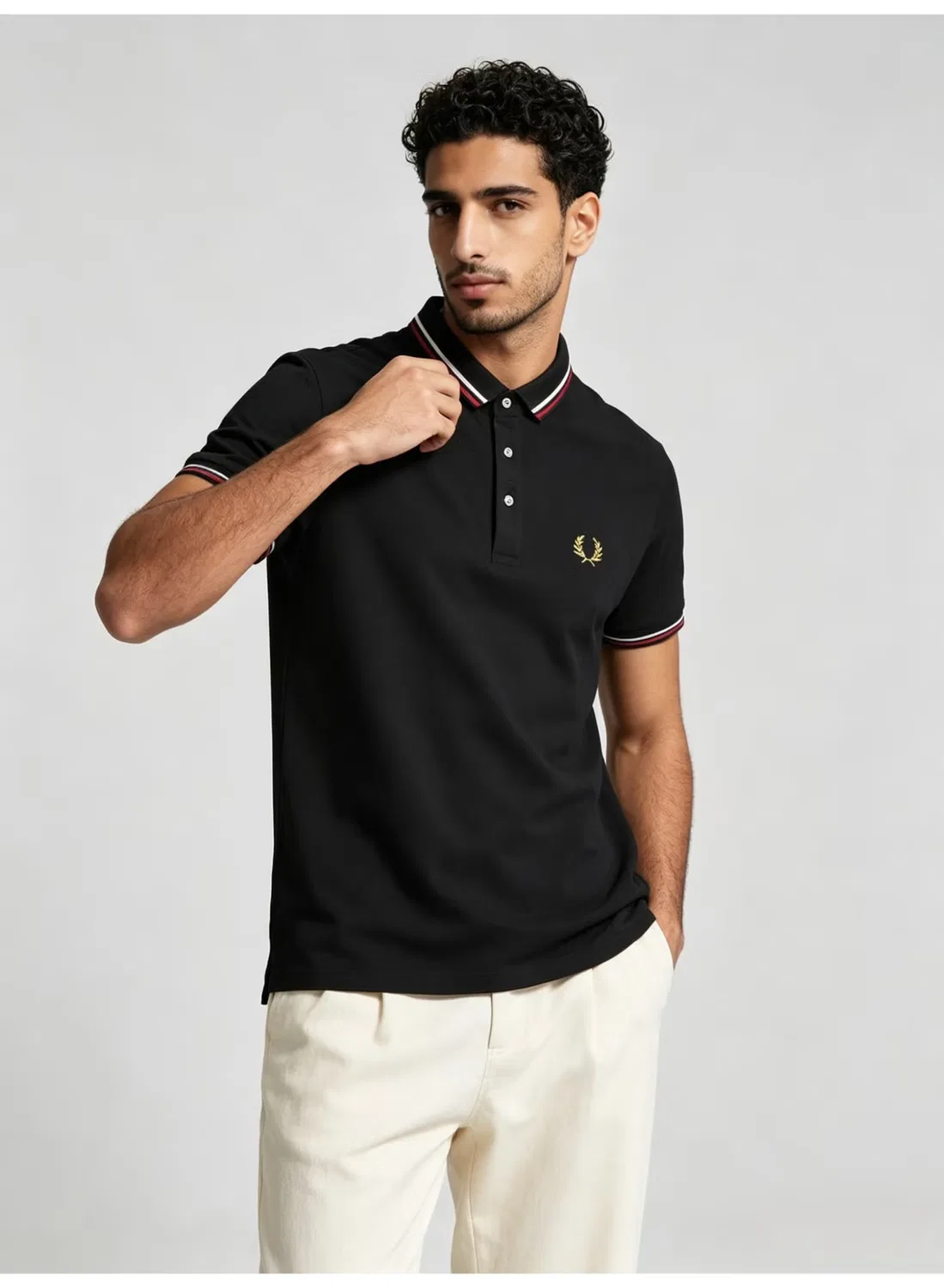 Поло с коротким рукавом и полосами Fred Perry, черный