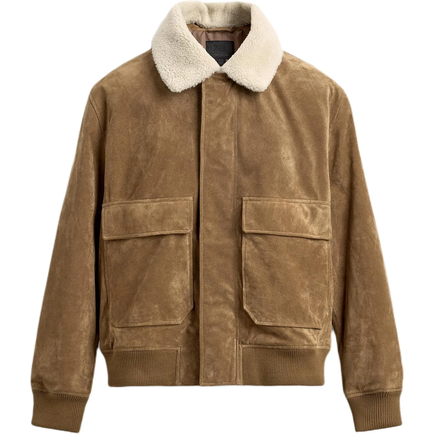 Мужская куртка-пуховик с меховым воротником и флисовой подкладкой, Beige, ZARA