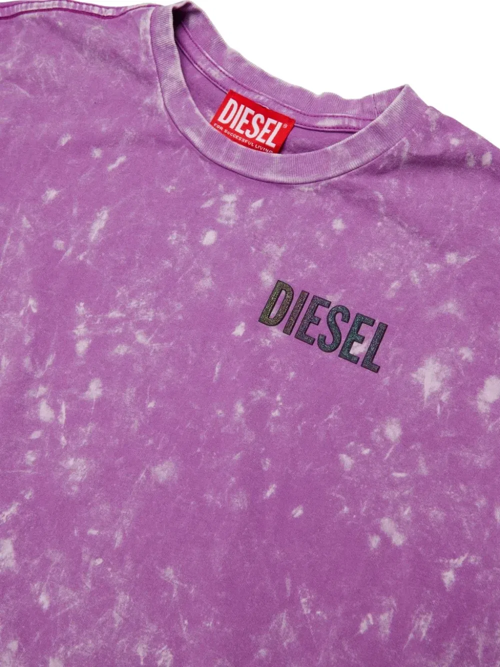 Укороченная футболка с логотипом Diesel Kids, фиолетовый — фото 3