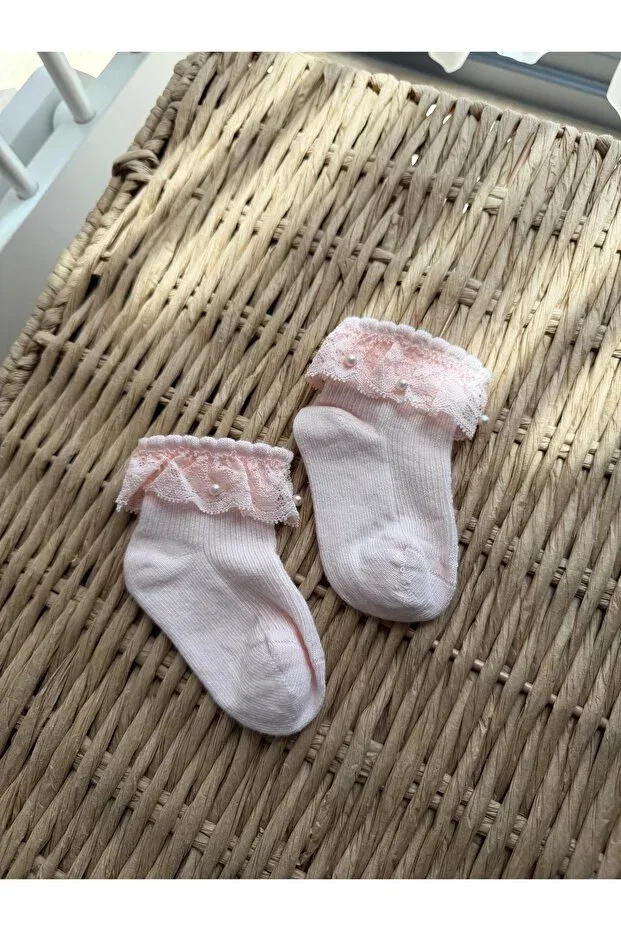 Детские носки для девочек кружевные Myluni, Pink — фото 2