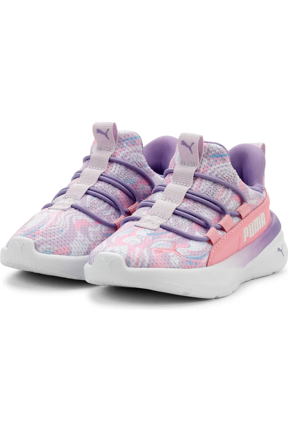 Детские кроссовки повседневные на шнуровке One4All 2.0 PUMA, Puma White/Lilac Frost/Pearl
