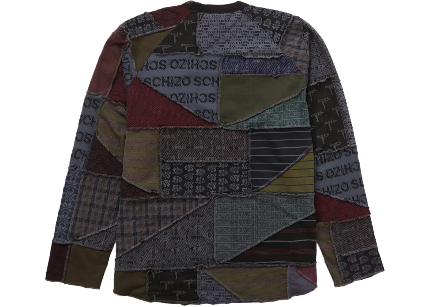Мужская футболка Supreme Patchwork Jacquard L/S Top, Black — фото 2