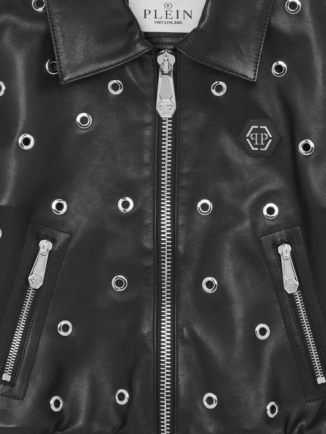 Кожаная бомбер-куртка Philipp Plein, черный — фото 3