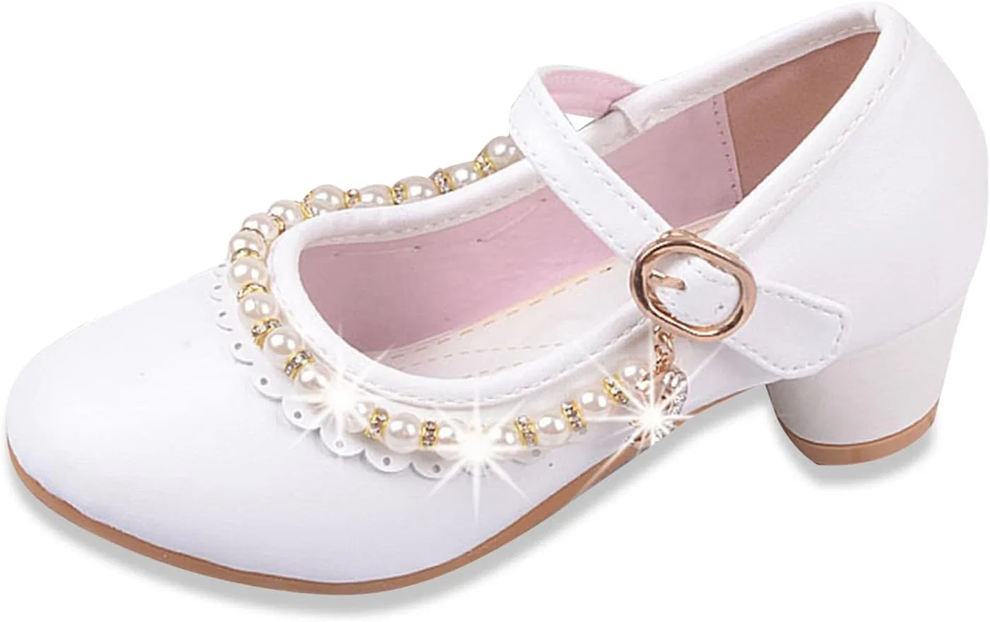 Детские туфли для девочек с бисером Mary Jane Pumps Unifizz, White