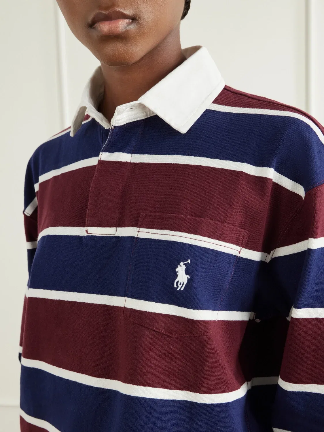 Рубашка-поло из хлопкового вельвета в полоску с вышитым логотипом Polo Ralph Lauren, мультиколор — фото 4