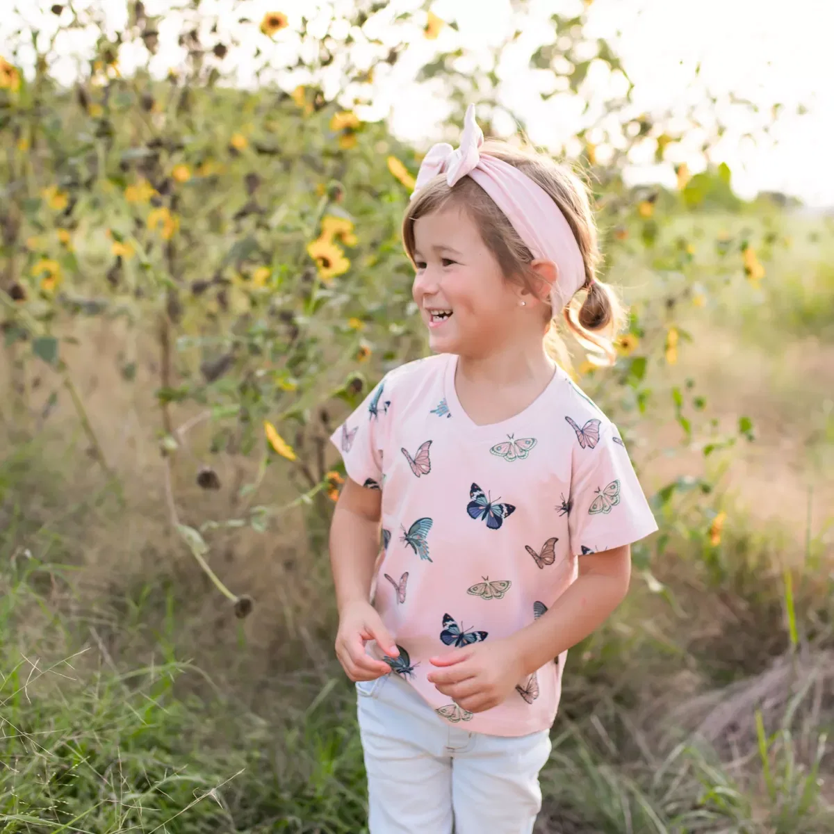 Детская футболка с принтом Relaxed Fit Kyte Baby, Blush Butterfly — фото 3