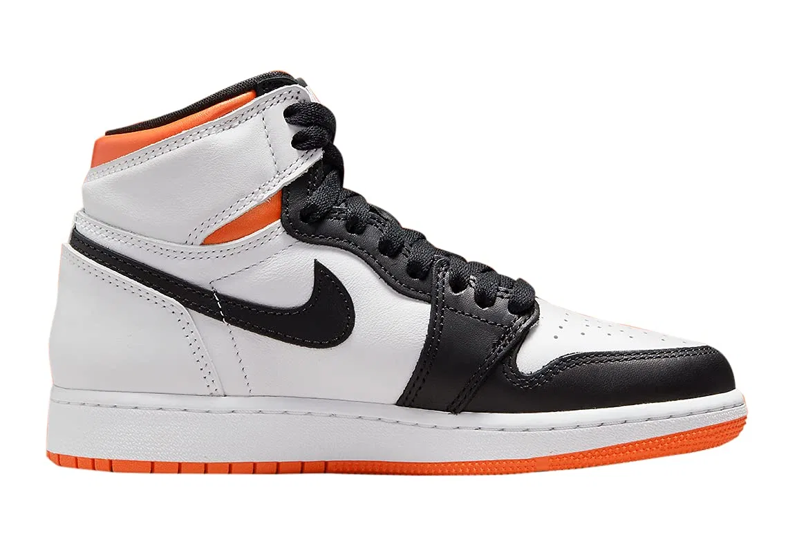 Детские кроссовки для мальчиков кожаные Air Jordan 1 NIKE, White Orange Black — фото 2