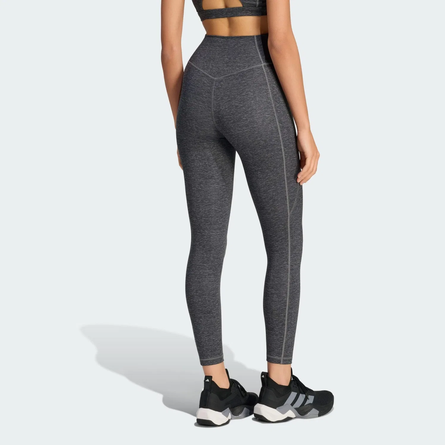 Женские леггинсы с высоким поясом Optime Essentials Workout Heather 7/8-Leggings Adidas, Grau — фото 3