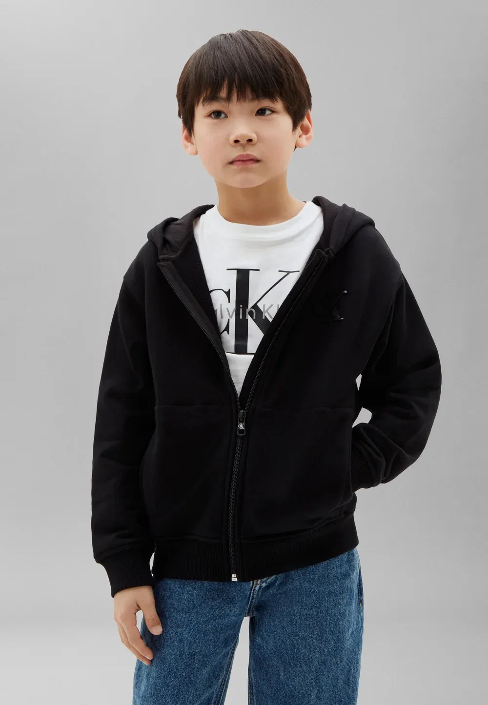 Толстовка на молнии с монограммой и ворсом Calvin Klein Jeans, Pvh Black