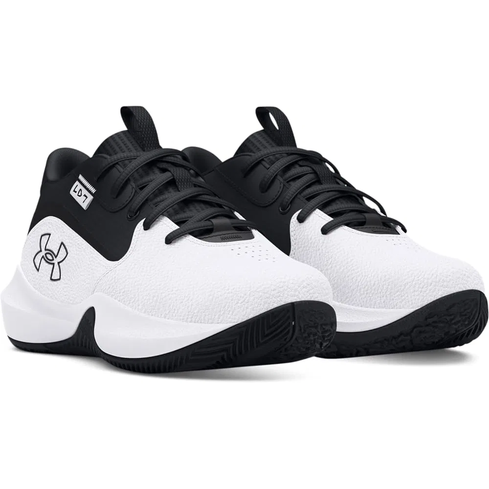 Детские кроссовки для мальчиков с закрытым носком Pre School Lockdown 7 Under Armour, White Black Black — фото 2