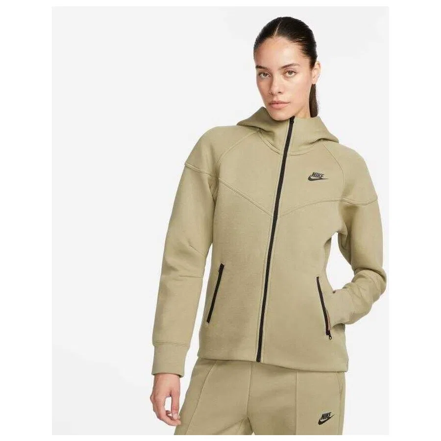 Женский свитшот с капюшоном и полной застежкой-молнией Nike Tech Fleece Full-Zip Hoodie, Хаки