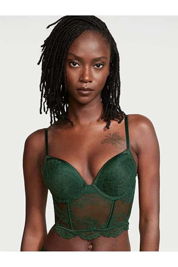 Женский бюстгальтер с пуш-апом Bombshell strap lace push-up corset Victoria'S Secret, Green
