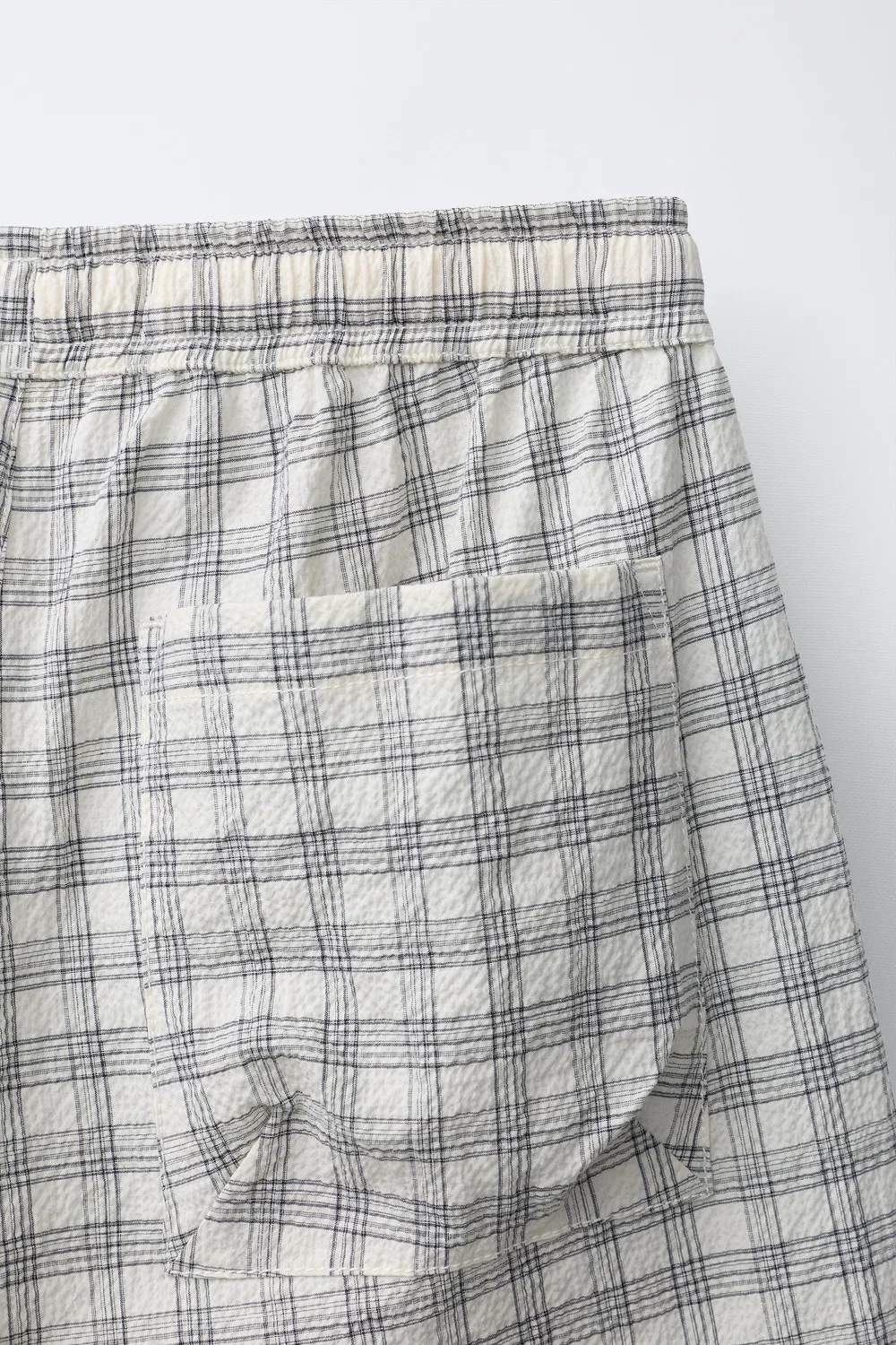 Шорты-бермуды PUKAS с принтом в клетку для серфинга ZARA, Ecru/Beige — фото 4