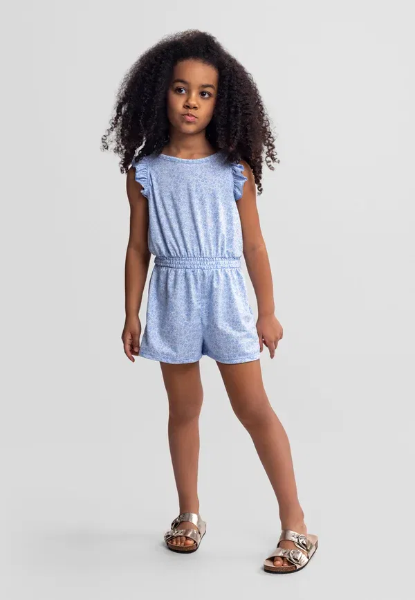 Комбинезон с цветочным принтом Floral short playsuit with elastic wais Minoti, синий