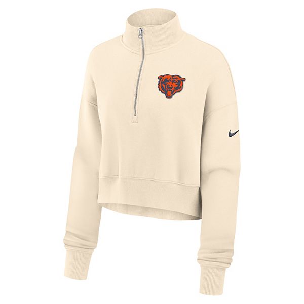 Женский кремовый свитшот chicago bears legacy phoenix fleece cropped half-zip Nike — фото 3