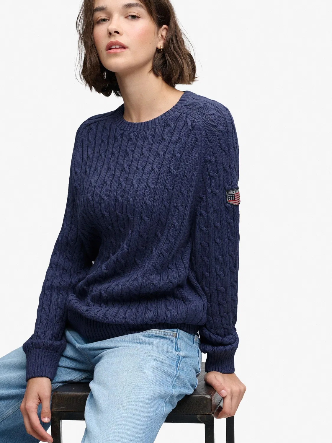 Свитер свободного кроя Slouchy Cable Knit Superdry, фиолетовый — фото 4