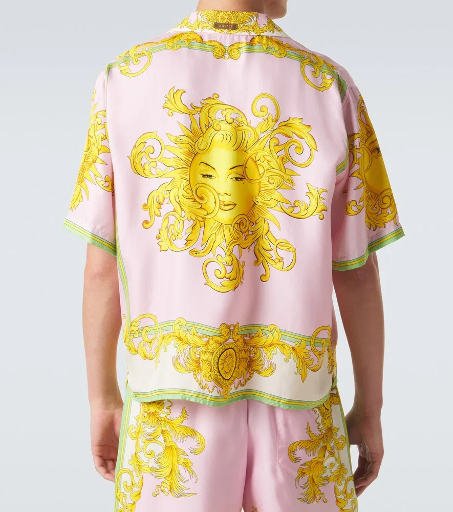 Шелковая рубашка с принтом Versace, мультиколор — фото 4