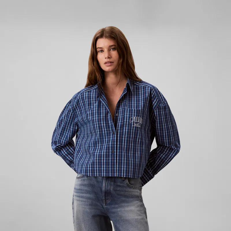 Женская рубашка с отложным воротником Calvin Klein, Royal Blue — фото 4