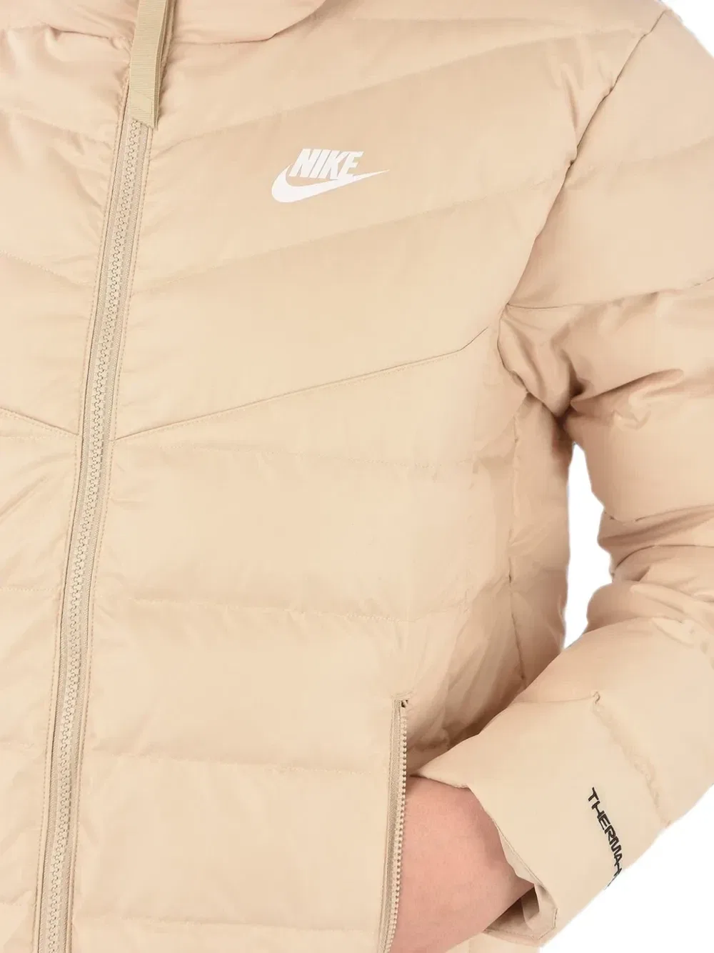 Стеганая куртка с логотипом Nike, бежевый — фото 4