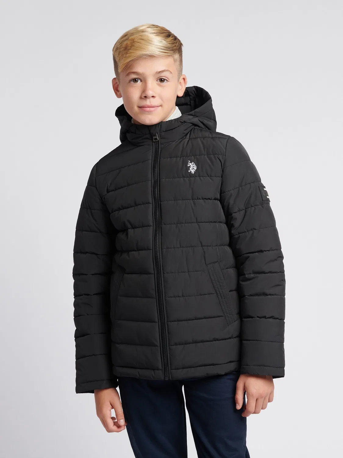 Куртка пуховик стеганый с капюшоном U.S. Polo Assn, черный