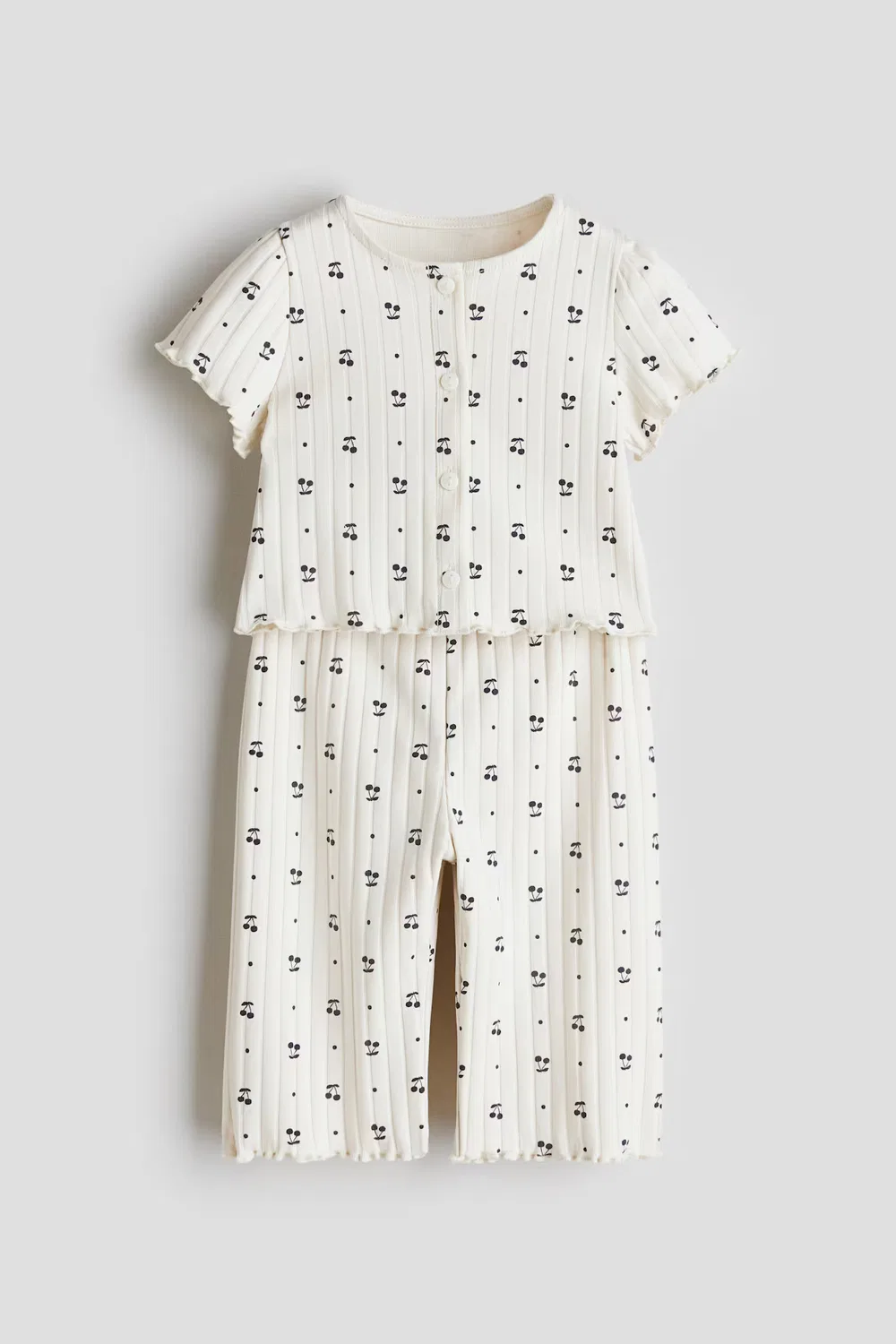Комплект из двух предметов из ребристого хлопка H&M, Cremefarben/Geblümt
