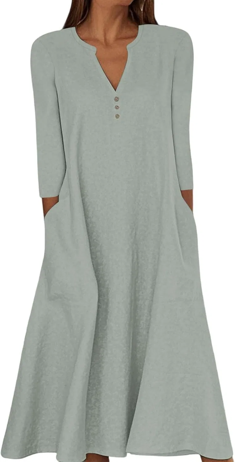 Женское платье Casual с V-образным вырезом Generic, Gray