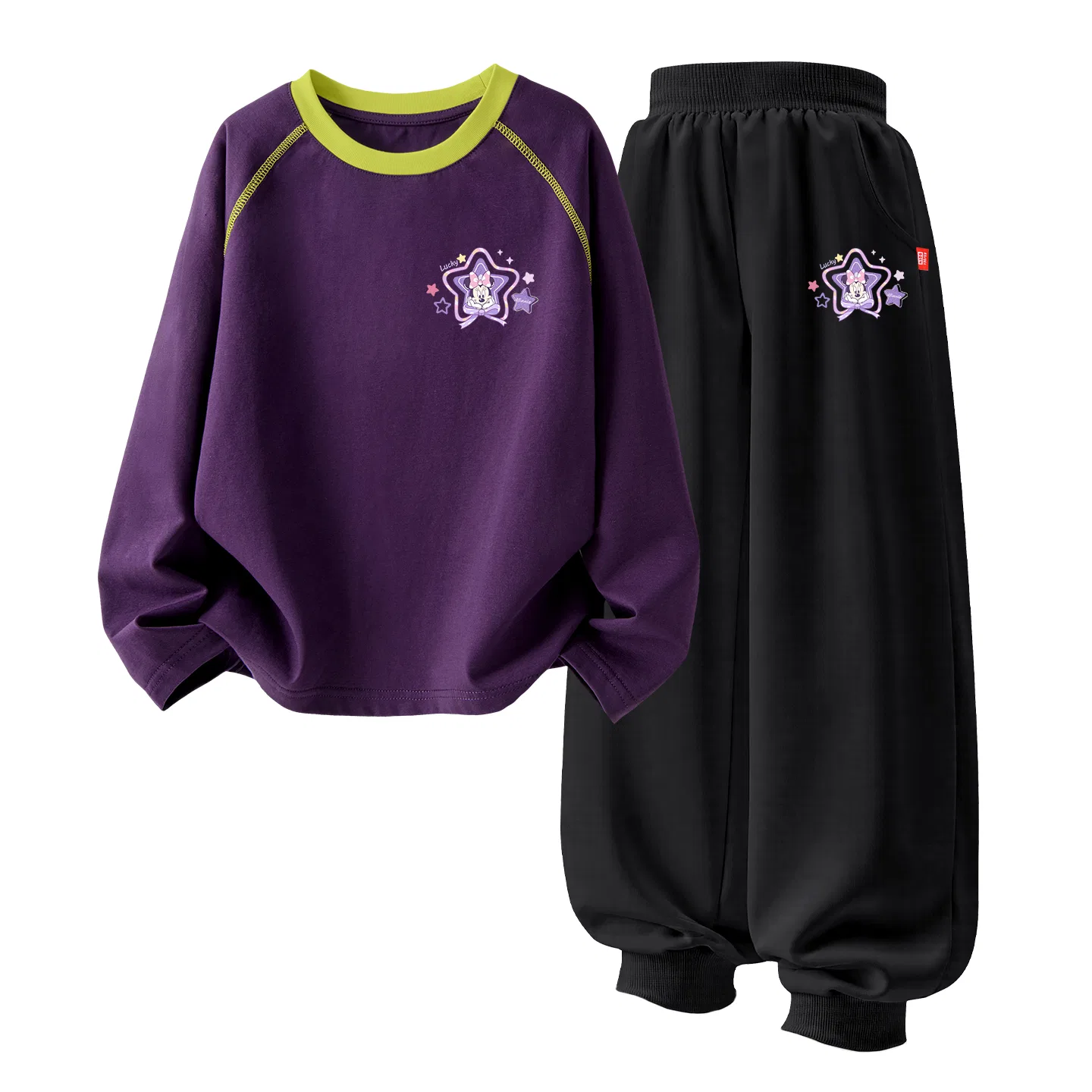 Детский спортивный костюм с круглым вырезом Disney, Цвет Didi Star Mulberry Purple+Didi Star K Black — фото 4