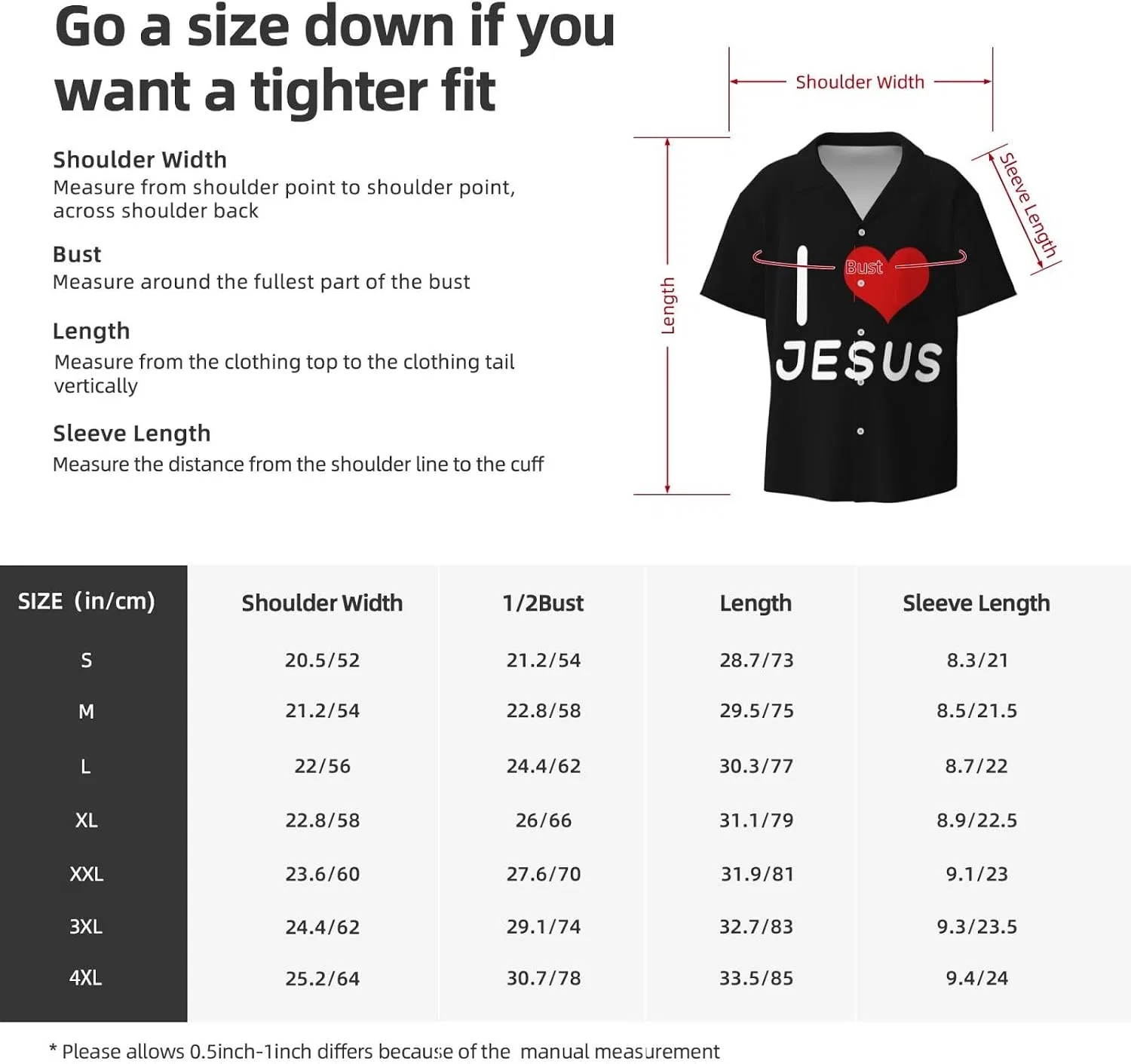 Мужская повседневная рубашка с кубинским воротником I Love Jesus, Black — фото 4