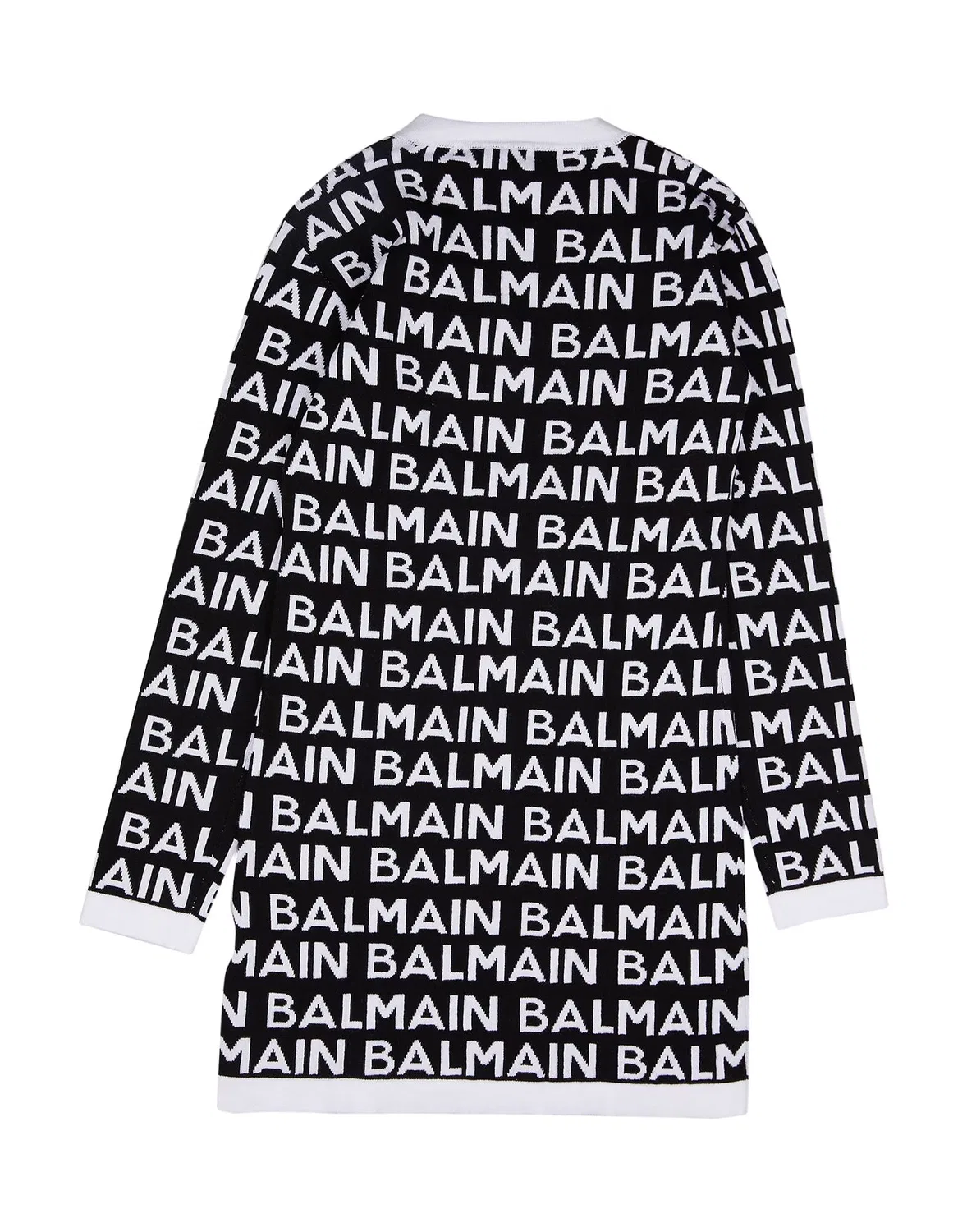 Детское вязаное платье для девочек с логотипом Balmain, черный — фото 2
