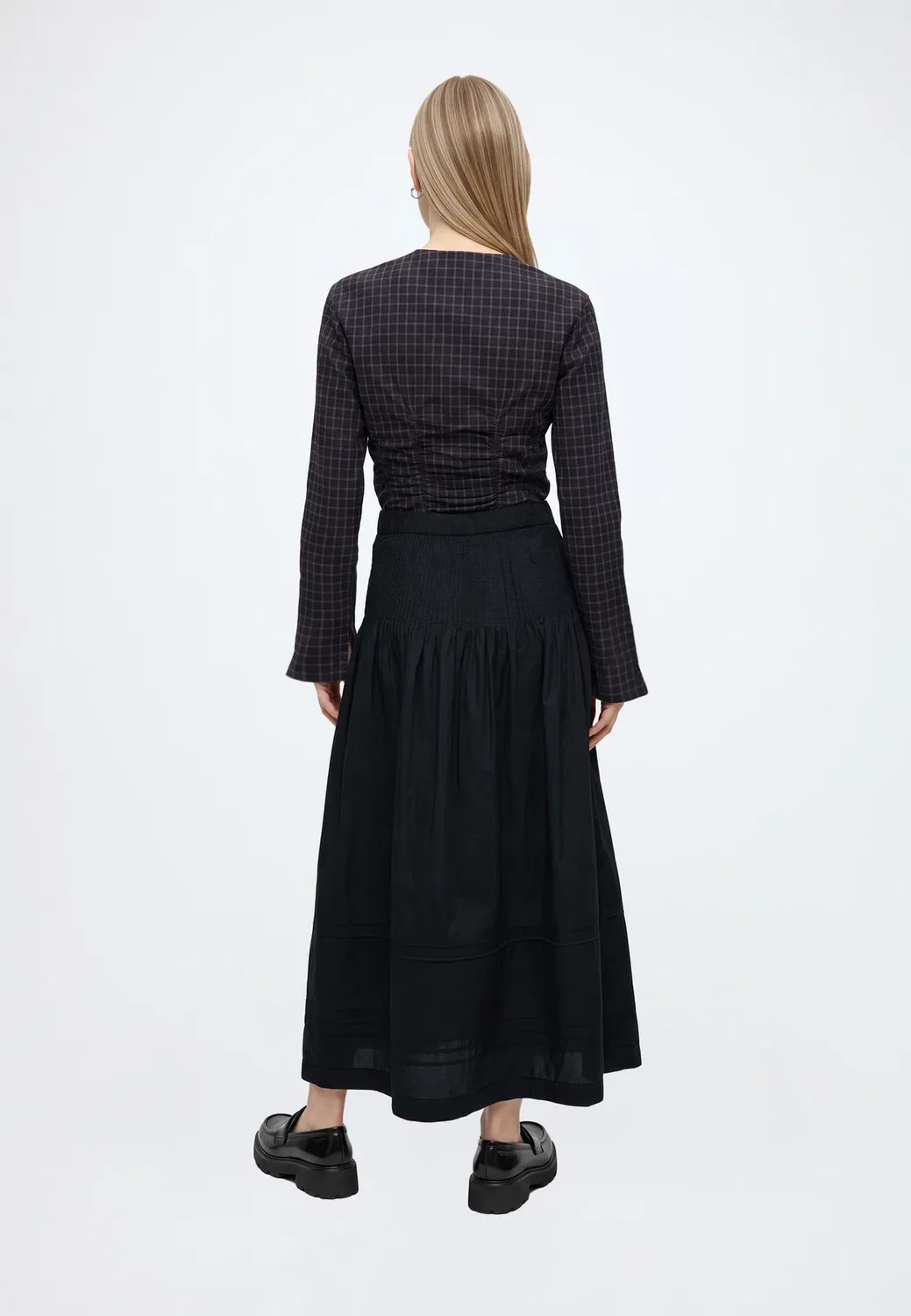 Длинная юбка-трапеция с защипами на талии Gap, True Black — фото 3