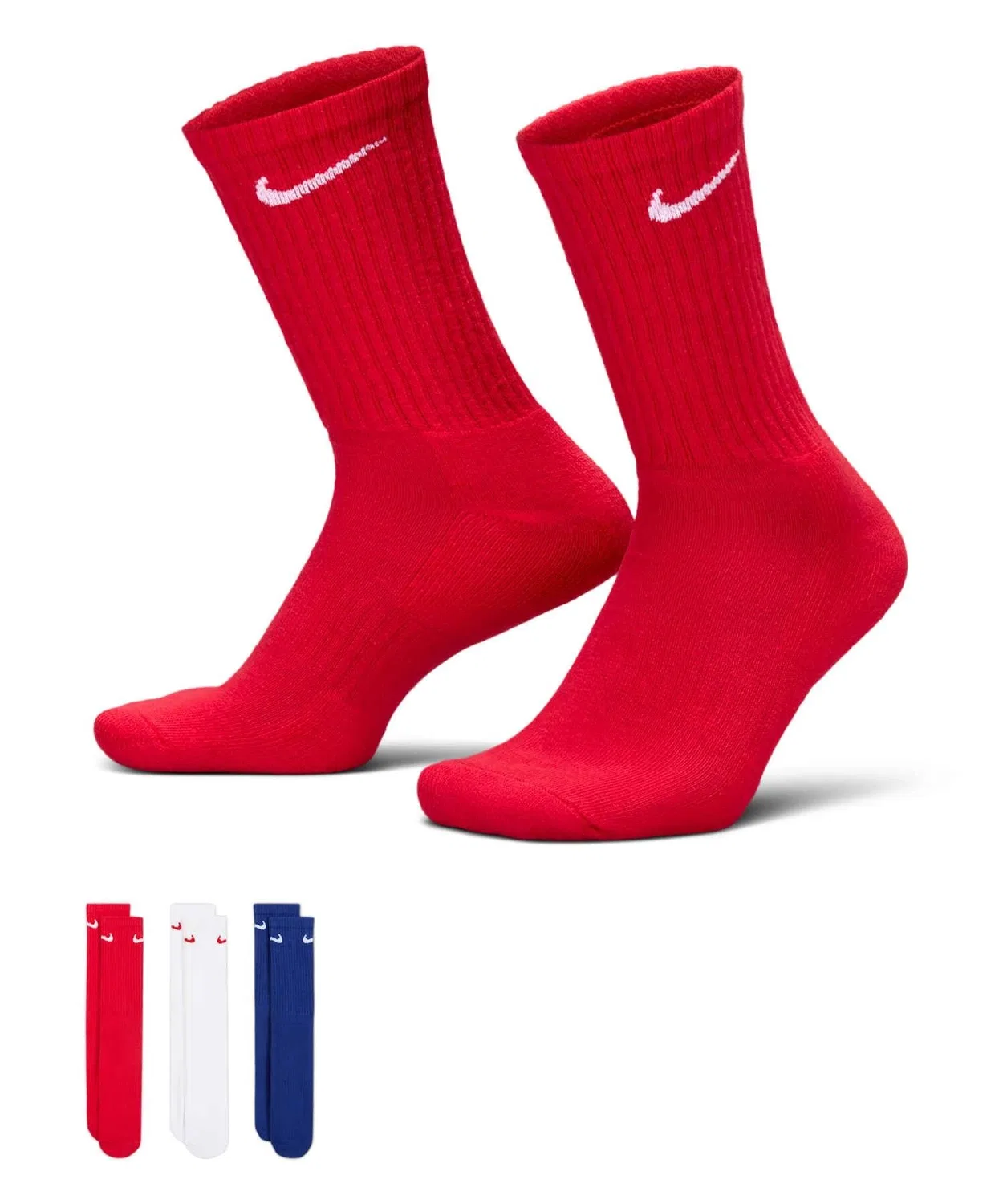 Мужские/Женские носки с плотной подошвой Nike Everyday Cushioned Training Crew Socks, 3 пары, Multi-Color