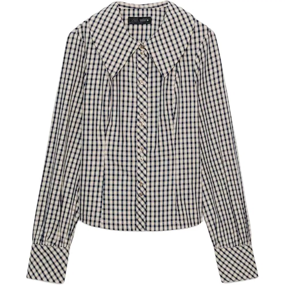 Женская рубашка с лацканами Brown/Blue ZARA, Brown/Blue